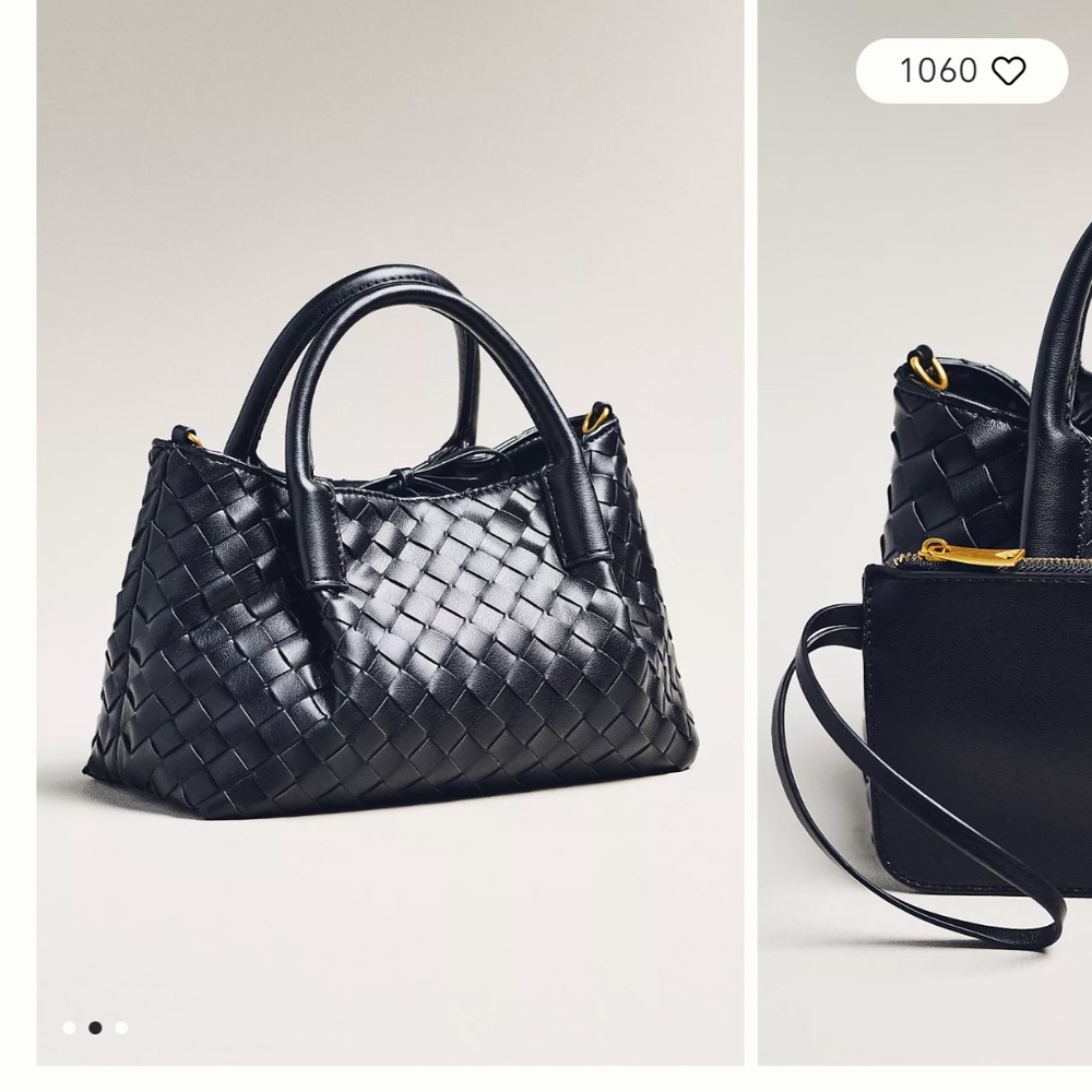 Anthropologie Mini Top-Handle Woven Tote with Wallet